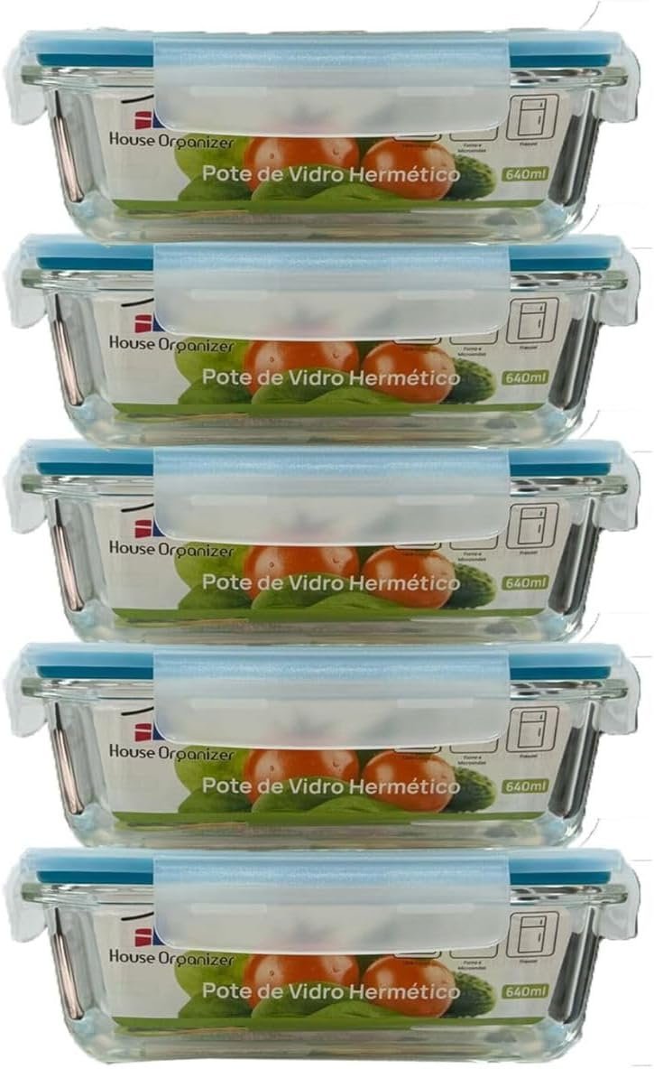 Kit 5 Potes de Vidro R$49,89
