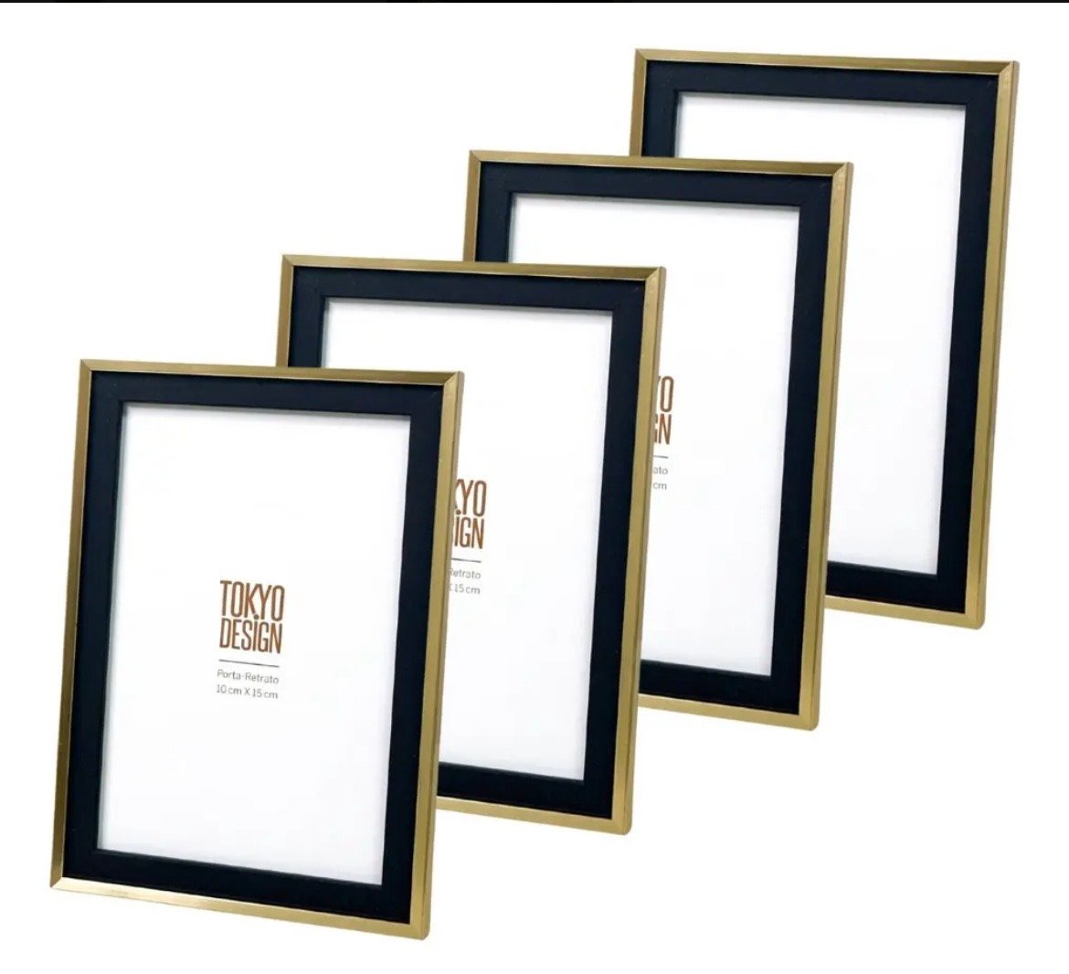 Kit Porta Retratos Dourado e Preto R$41,44